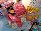 What you're seeing: Fancy Flours pink candy pearls, delicious Madelaine pale-pink malt balls, hot-pink Sweetworks gumballs and pearlized Sixlets candy-coated chocolate-flavored candies, and Midori ribbon in What you're seeing: Fancy Flours pink candy pearls, delicious Madelaine pale-pink malt balls, hot-pink Sweetworks gumballs and pearlized Sixlets candy-coated chocolate-flavored candies, and Midori ribbon in