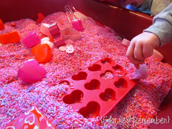 Valentine Rice Sensory Bin -