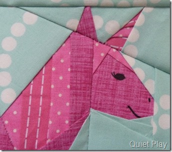 Paper Pieced Pink Unicorn face