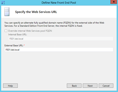 define new pool-specify the web services URL
