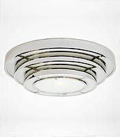 What is so useful about ceiling-hugging fixtures that are round is that you don't have to worry about a straight line matching up with straight walls. Round Stepped Deco Light. What is so useful about ceiling-hugging fixtures that are round is that you don't have to worry about a straight line matching up with straight walls. Round Stepped Deco Light.