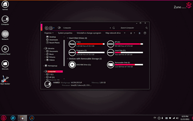 Transform Windows 7 into “Zune” with Skin Pack