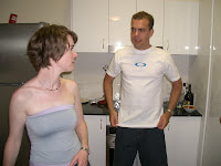 Mel and Jason get serious in the kitchen.jpg