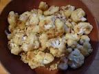 Roasted cauliflower; 6 cups raw cooks down to 4 cups.