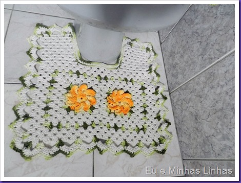 Jogo Banheiro Croche com Flor 1e Jogo Banheiro Croche com Flor 1e