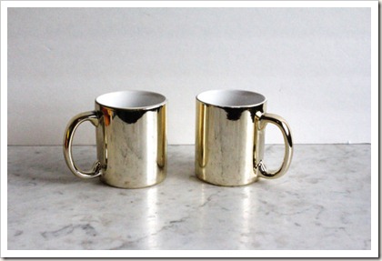 Vintage 80s Glam Gold Coffee Mugs