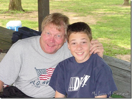 Father and son in park