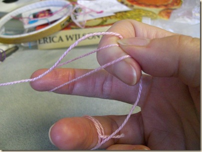 Postion of thread for 3-d DBH in the hand