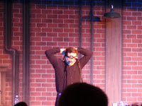 Attaching an audience-provided eye patch prior to their signature pirate song.