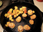 I browned the scallops after the potatoes were tender and browned.