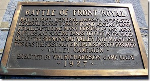 Battle of Front Royal bronze monument next to Brother against Brother marker