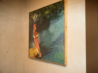 Art was exhibited in the cellar.