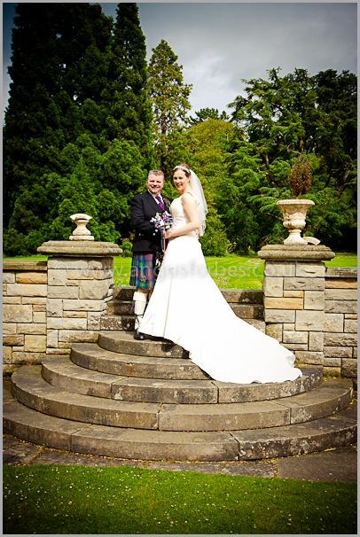 bride and groom in carberry tower edinburgh