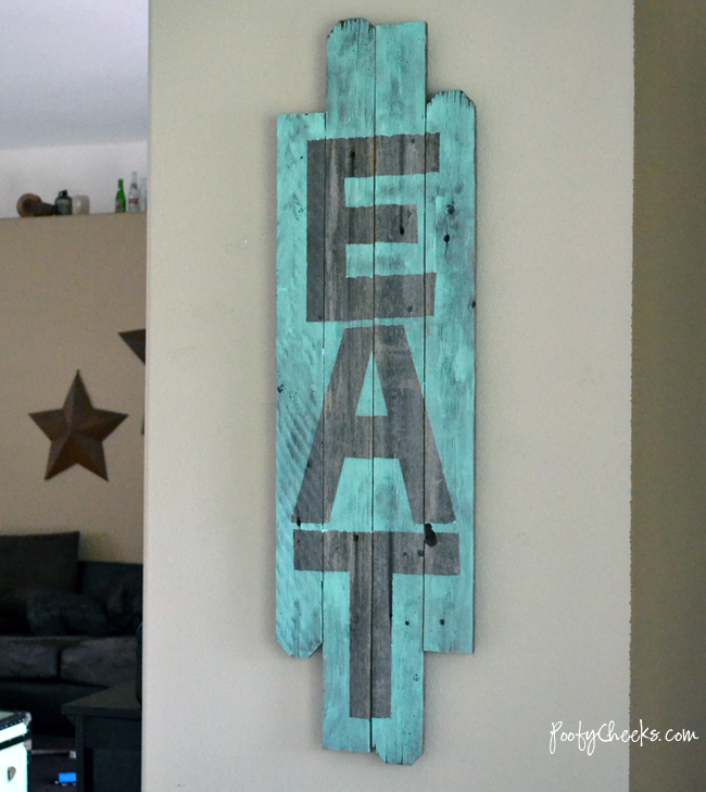 Salvaged Wood EAT Sign by Poofy Cheeks