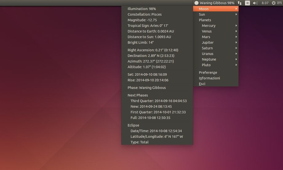 Indicator-Lunar in Ubuntu 