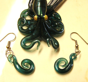 Glass Tentacle Earrings Looped | EmergentGlassworks | Etsy.com
