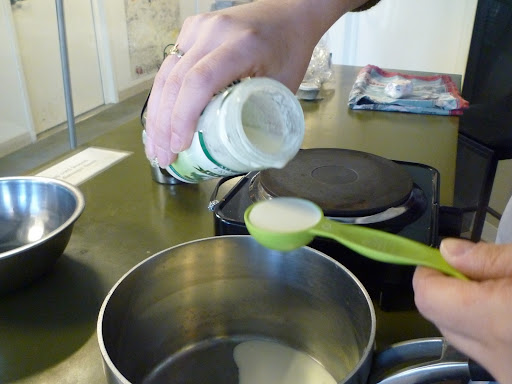Cream into the saucepan