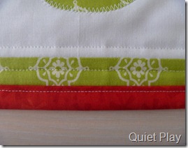 Quiet Play Joy mini binding and quilting