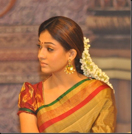 Nayanatara Cute Silk Saree Stills @ Sri Rama Rajyam 50 Days Function 20