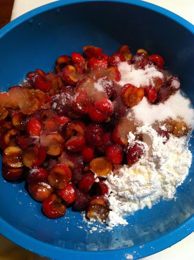 The cherries, corn starch, sugar and lemon juice for the filling.