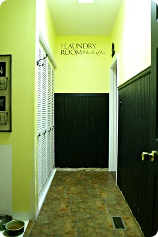 yellow and black laundry room