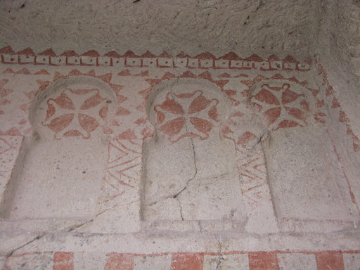 I loved the faded red color in the fresco patterns.