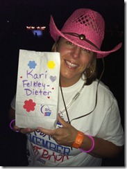 Kim F'n-W with her sister Kari's luminaria
