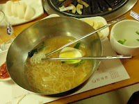 Cold noodle soup, a refreshing change after sitting in front of the hot grill for an hour.