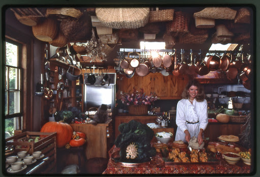 This image is from Martha's first Entertaining book, published in 1982. A collection of baskets hangs in her kitchen at Turkey Hill, her Connecticut home. I can't imagine dusting all those! This image is from Martha's first Entertaining book, published in 1982. A collection of baskets hangs in her kitchen at Turkey Hill, her Connecticut home. I can't imagine dusting all those!