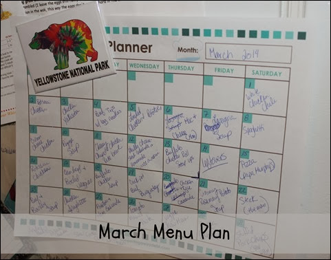 Many Waters March Menu Plan