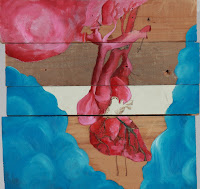 Heart and Organs, acrylic on wood structure, 12x12