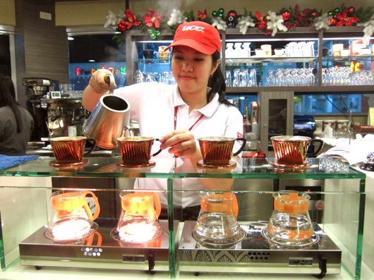 Hand drip coffee at UCC Petron  the first and only in the Philippines
