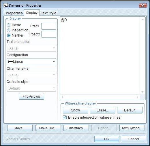 Dimension Property Window for Intersection Witness Lines Pro/Engineer Creo to Add Round, Chamfer Corners Dimension Extension Lines Round-Chamfer-Corner-Extension-Lines-Enable-Intersection-Witness-Lines-Pro-Engineer-Creo-Dimension-Property-Window