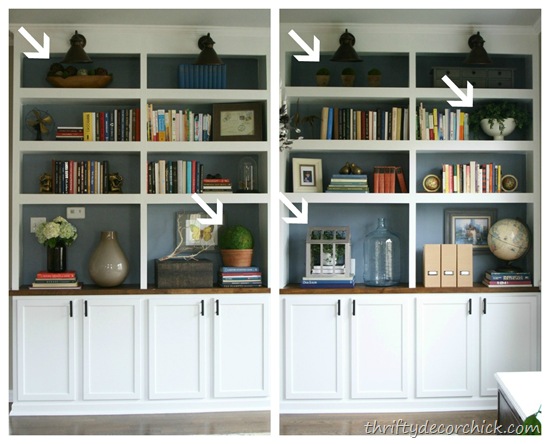 DIY bookcases made with cabinets