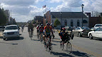 Cycle NC 2011 - Group of cyclists coming thru downtown Plymouth, NC finish line.