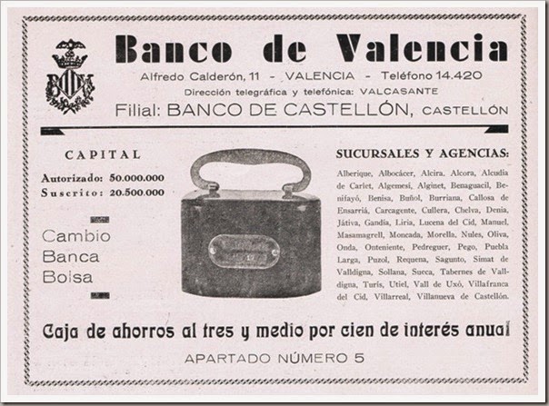 1933 Las huchas del Banco de Valencia. 1933 Las huchas del Banco de Valencia.