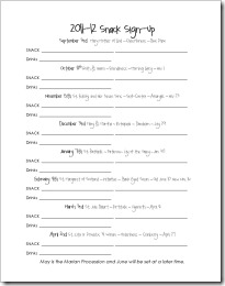 2011-12 Snack Sign Up