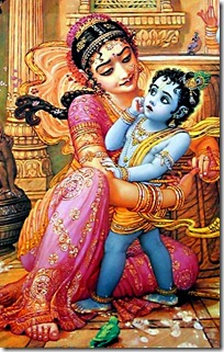 Yashoda tying Krishna to a mortar