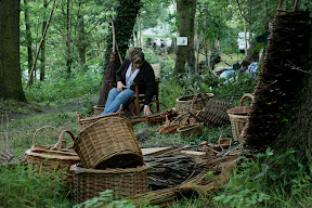 Basket weaving at the woodland activities zone.