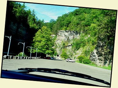 02 - Entering Watkins Glen SP empty parking area early morning