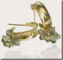 Lilia Nash Green Sapphire and 18ct Gold Hoop Earrings