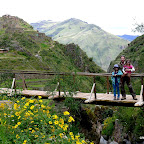 The pisac ruins are to the left.