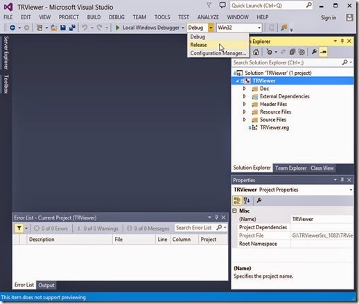 Change active configuration to Release Change active configuration to Release