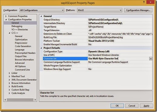 Set Output directories and Character Set Set Output directories and Character Set