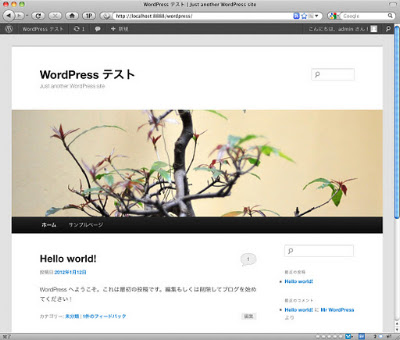 WordPressのページにアクセス