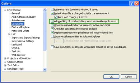 How to Edit Readonly File and Warn when Save in Visual Studio