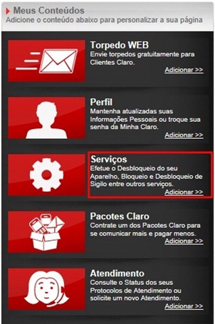Adicionar serviços Adicionar serviços