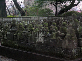 Statues representing the 500 disciples of Buddha at Kitain temple in Kawagoe. The area was closed to the public, so this is as close as I could get for the picture (even with the zoom)