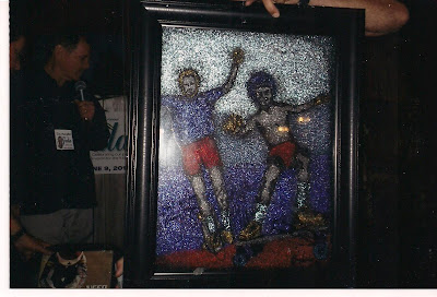 When this portrait was painted it was done in glitter by Int. Pop artist James Enders of Brian & Bruce Logan and donated to the Calif. Surf Museum on June 9, 2012.