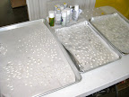 The gemstones drying off. We got many different shapes and sizes from Global Sugar Art and NY Cake and Bake to make a statement-piece necklace to drape on the cake!